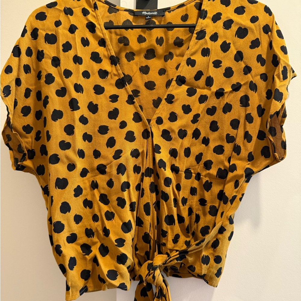 Madewell Sash-Tie Wrap Top in Painted Spots
